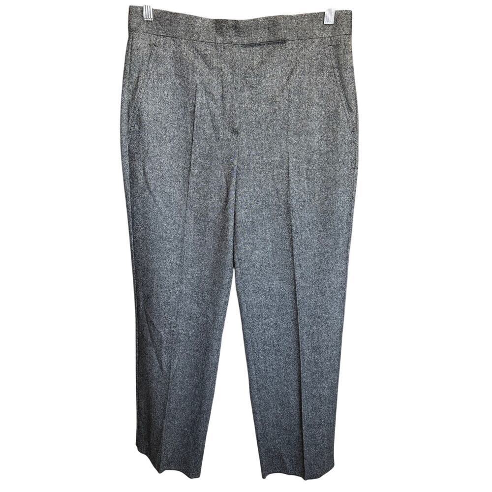 Max Mara Wool Cashmere Tailored Straight Leg Tweed Pants Gray Size 10 - Picture 3 of 9